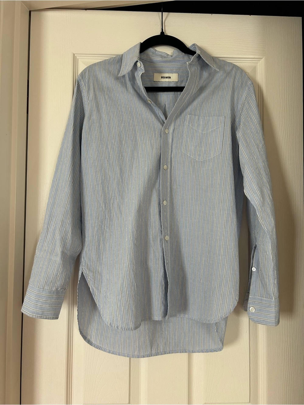 Buck Mason Light Blue Striped Casual Button-Down Shirt